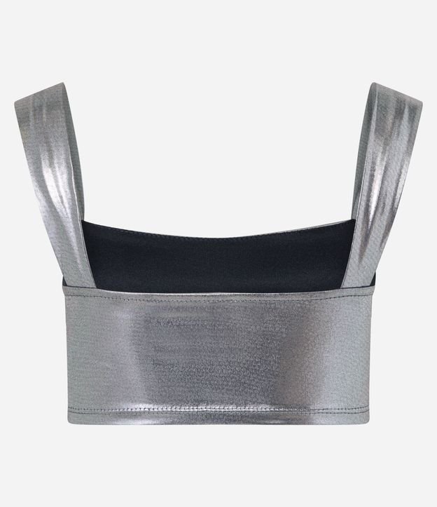 Blusa Cropped Metalizada com Alças Largas Prata 6
