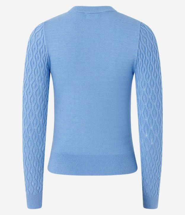 Blusa em Tricô com Textura de Ondinhas Azul Claro 8