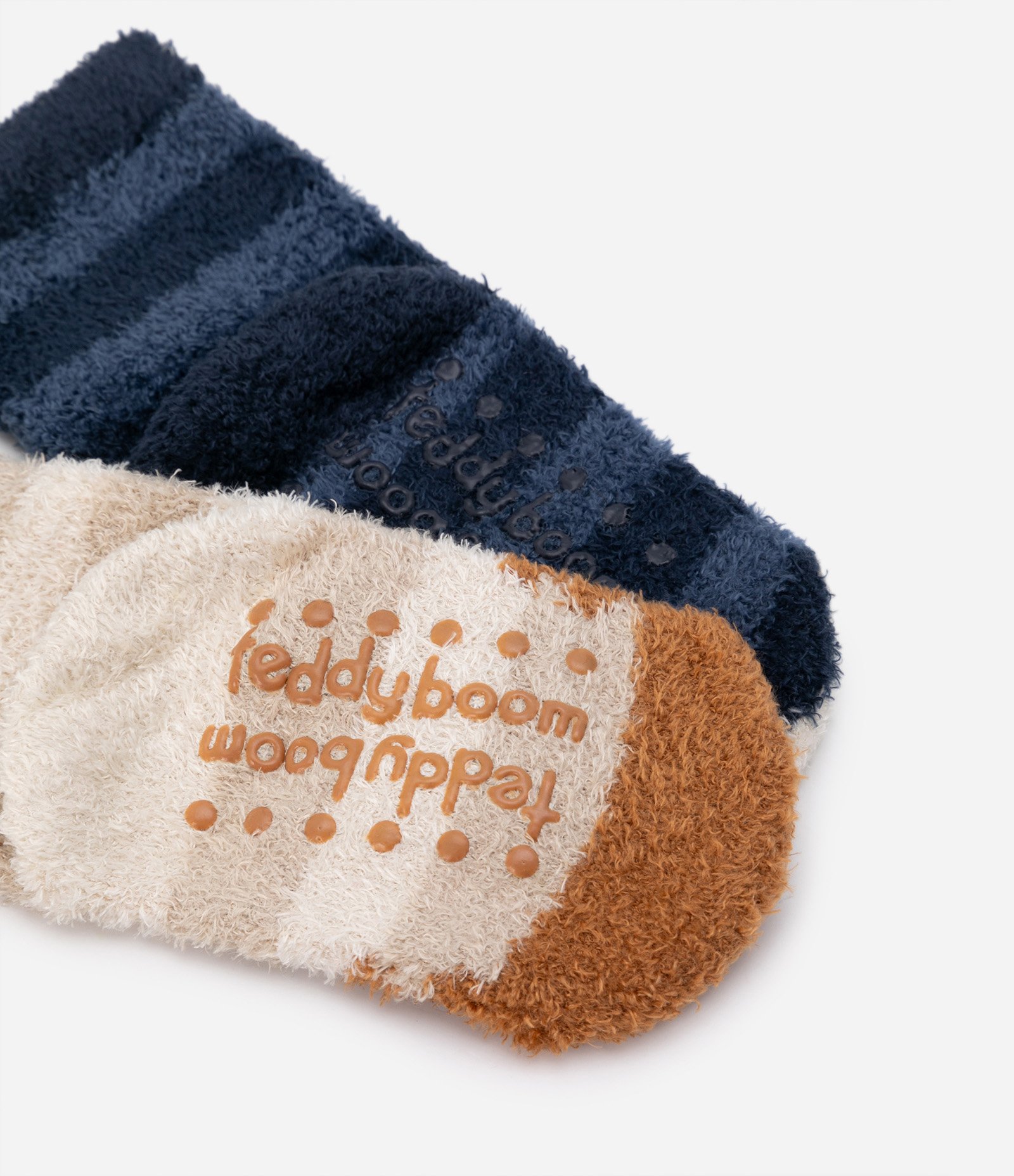 Kit 02 Meias Infantis em Chenille com Bichinhos - Tam 0 a 12 meses Bege/Azul 3