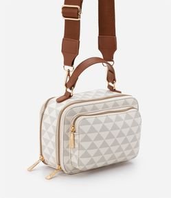 Bolsa Câmera Bag Pequena com Estampa de Triângulos