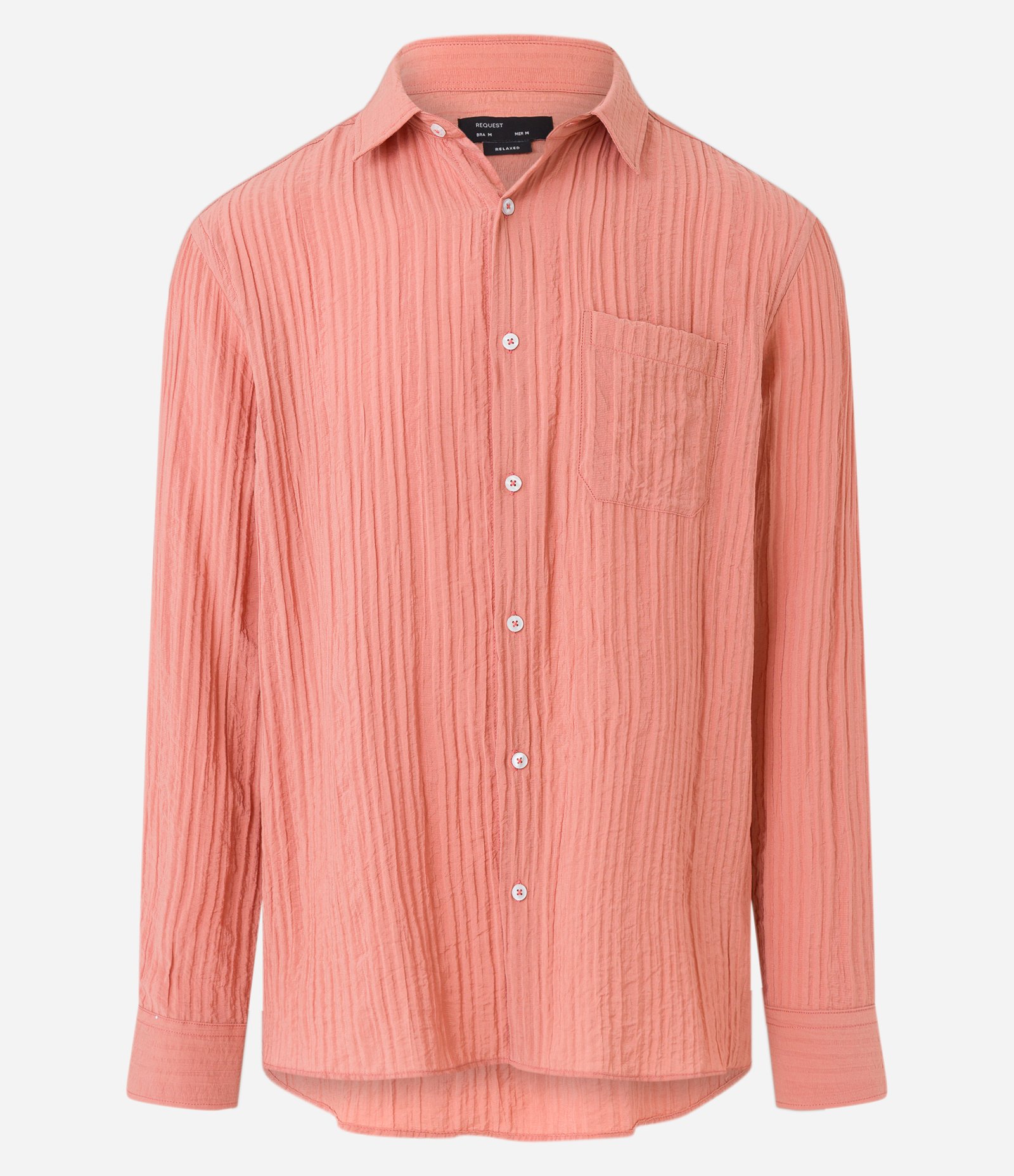 Camisa Fluída Manga Longa em Viscose Texturizada Laranja Coral 7