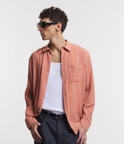 Camisa Fluída Manga Longa em Viscose Texturizada