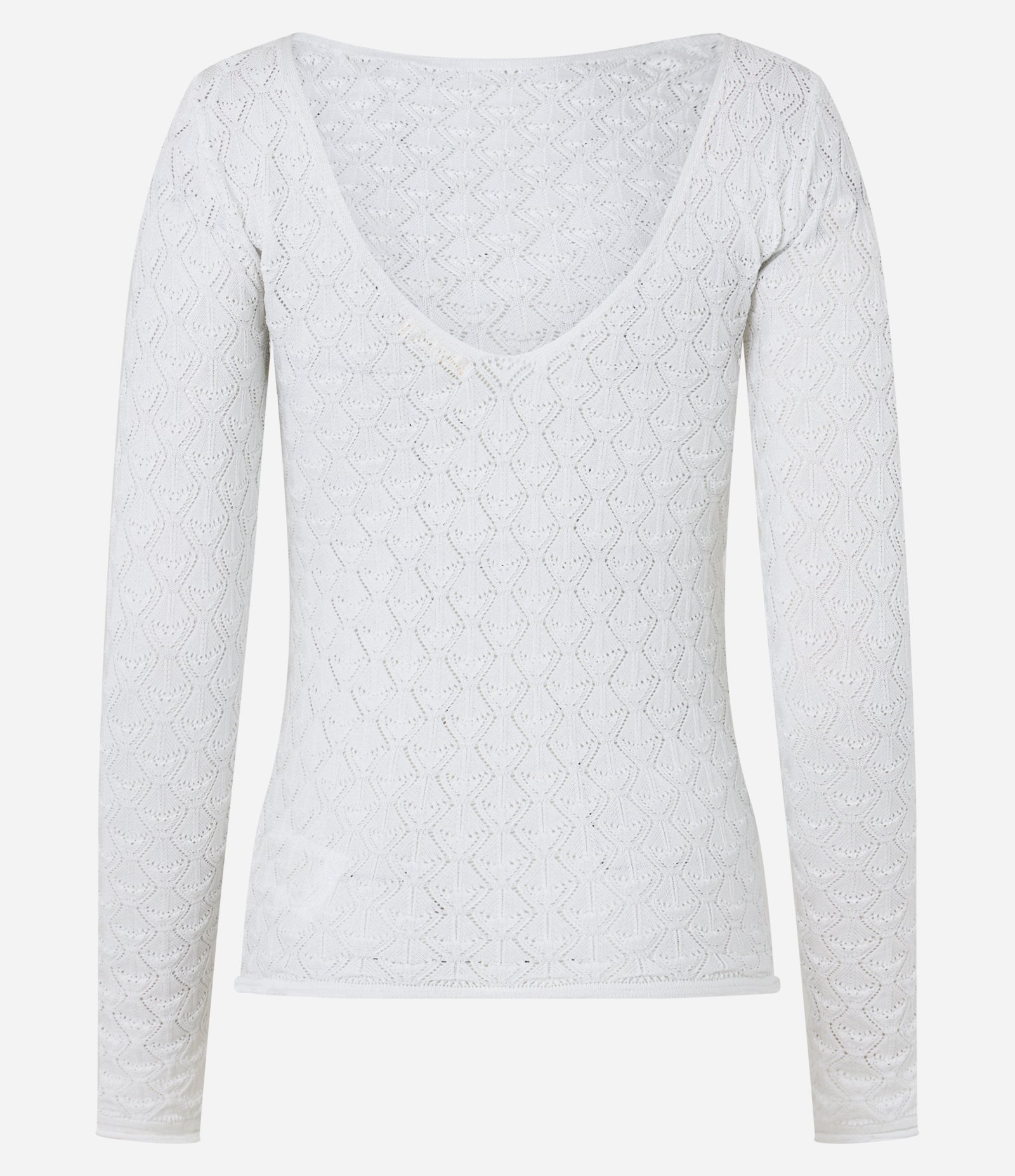 Blusa em Tricô com Textura Padronagem Geométrica Branco Neve 7