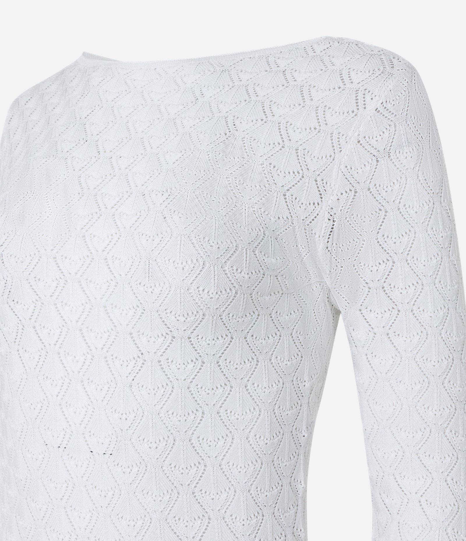 Blusa em Tricô com Textura Padronagem Geométrica Branco Neve 8
