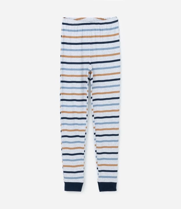 Pijama Longo Infantil Listrado com Estampa do Urso da Califórnia - Tam 5 a 14 anos Cinza Claro 6
