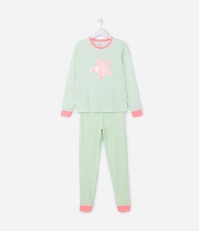Pijama Longo Infantil com Estampa de Estrela Foil - Tam 5 a 14 anos Menor preço em Pijama Longo Infantil com Estampa de Estrela Foil - Tam 5 a 14 anos