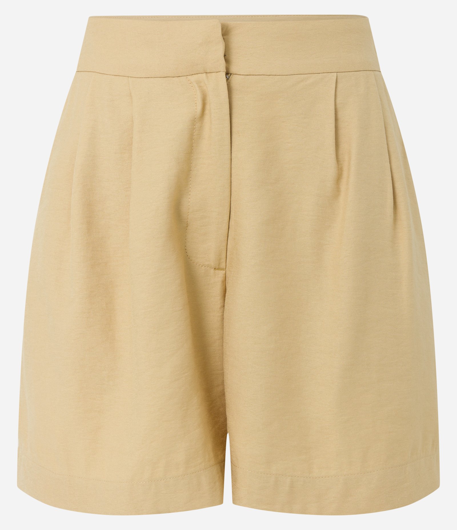 Bermuda Alfaiatada em Viscose com Pregas e Bolsos Bege 4