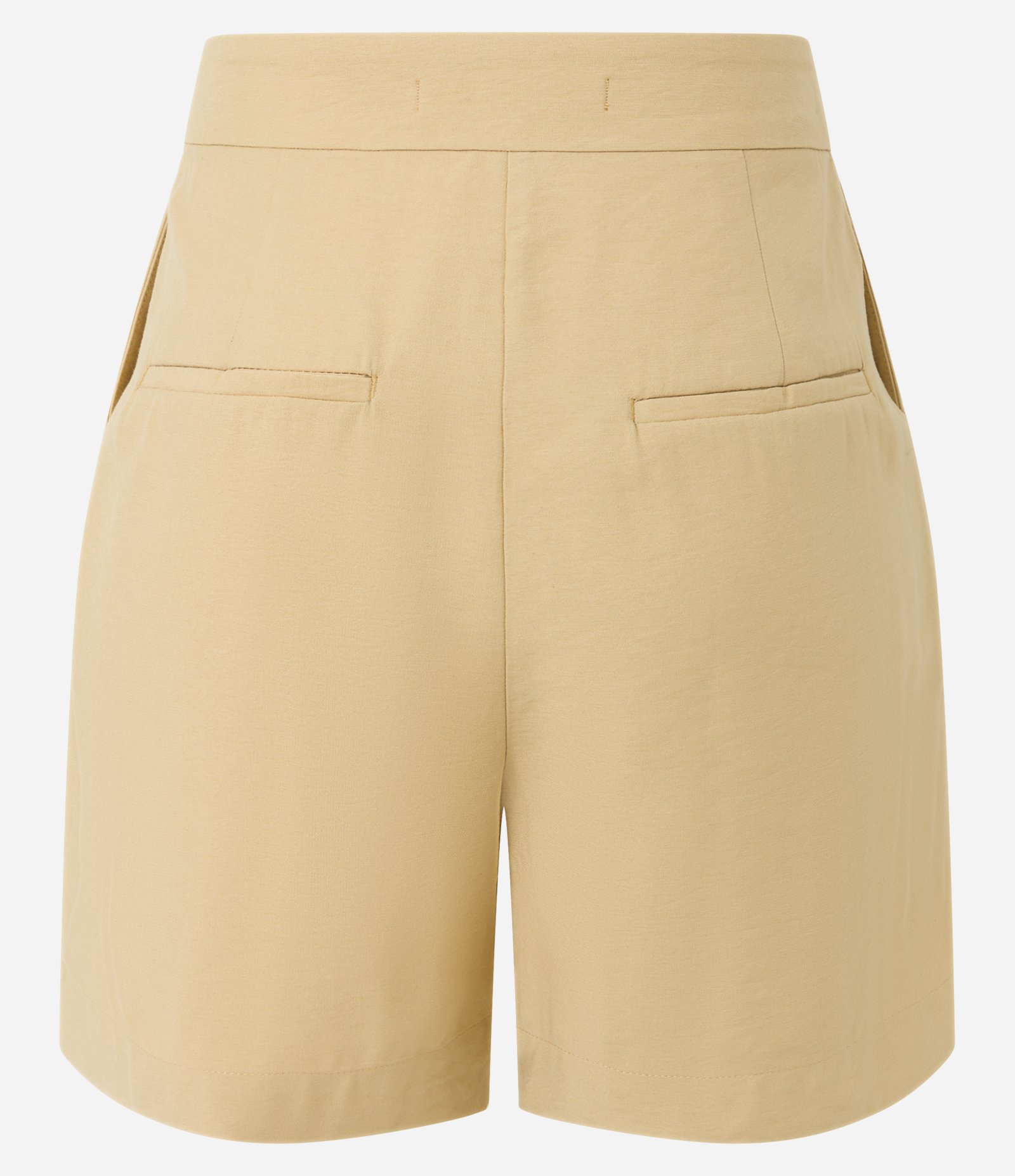 Bermuda Alfaiatada em Viscose com Pregas e Bolsos Bege 5