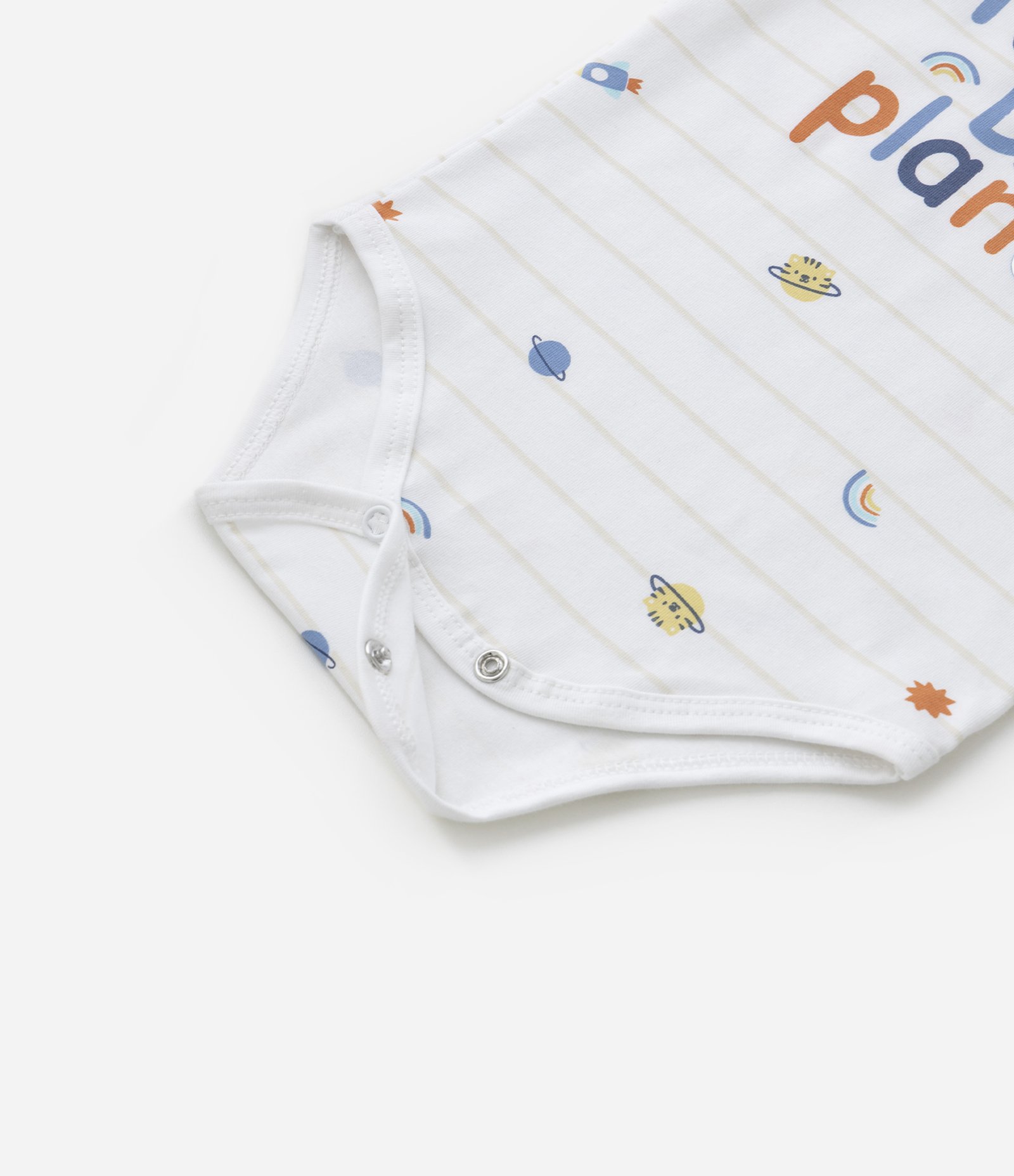 Body Longo Infantil com Estampa com Lettering e Planetas - Tam RN a 18 meses Branco 3