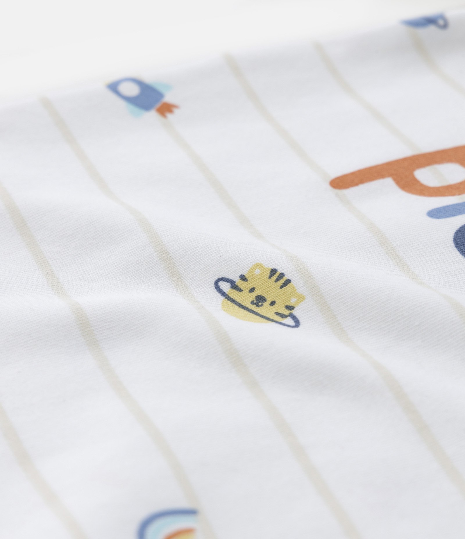 Body Longo Infantil com Estampa com Lettering e Planetas - Tam RN a 18 meses Branco 4