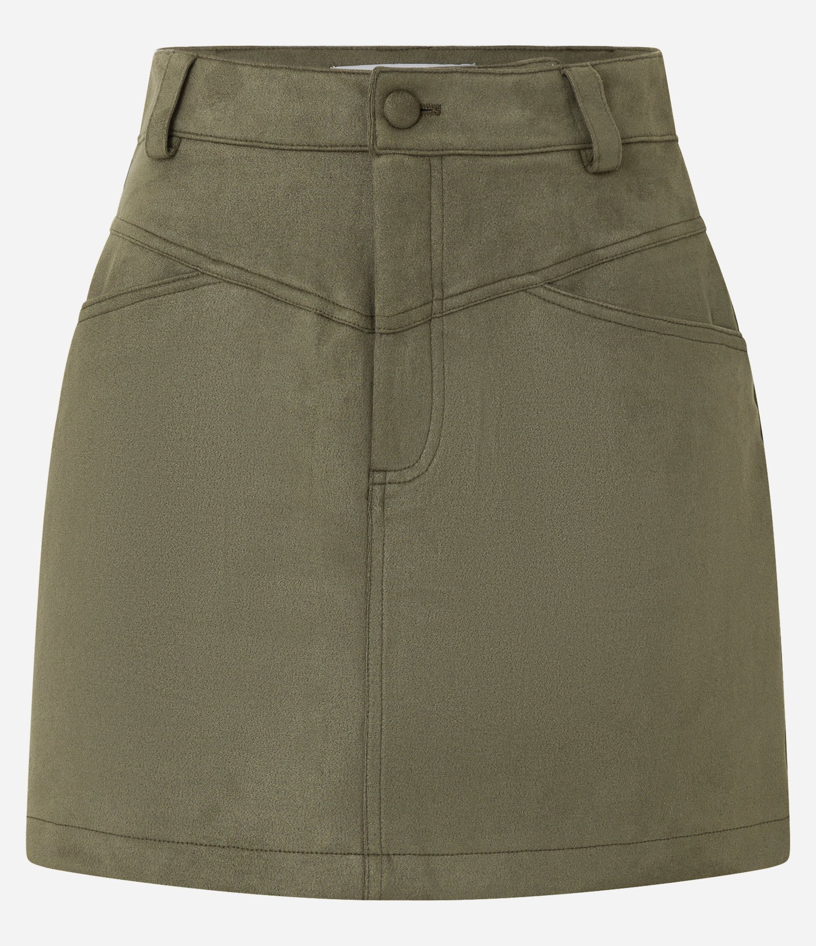 Saia Curta em Suede com Recortes Verde 5