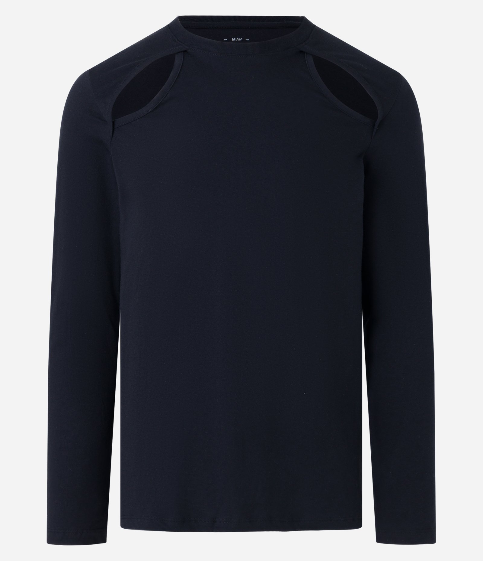 Camiseta Manga Longa em Meia Malha com Cavas Vazadas Preto 5