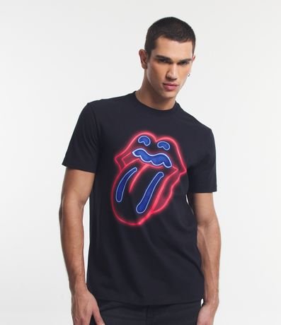 Camiseta em Meia Malha com Estampa Rolling Stones Frente e Costas Menor preço em Camiseta em Meia Malha com Estampa Rolling Stones Frente e Costas