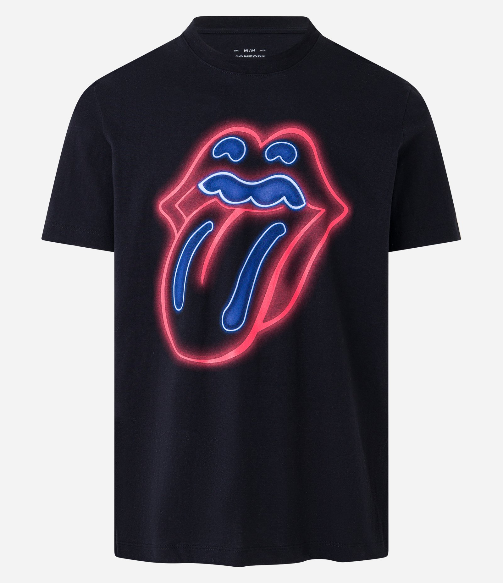 Camiseta em Meia Malha com Estampa Rolling Stones Frente e Costas Preto 6