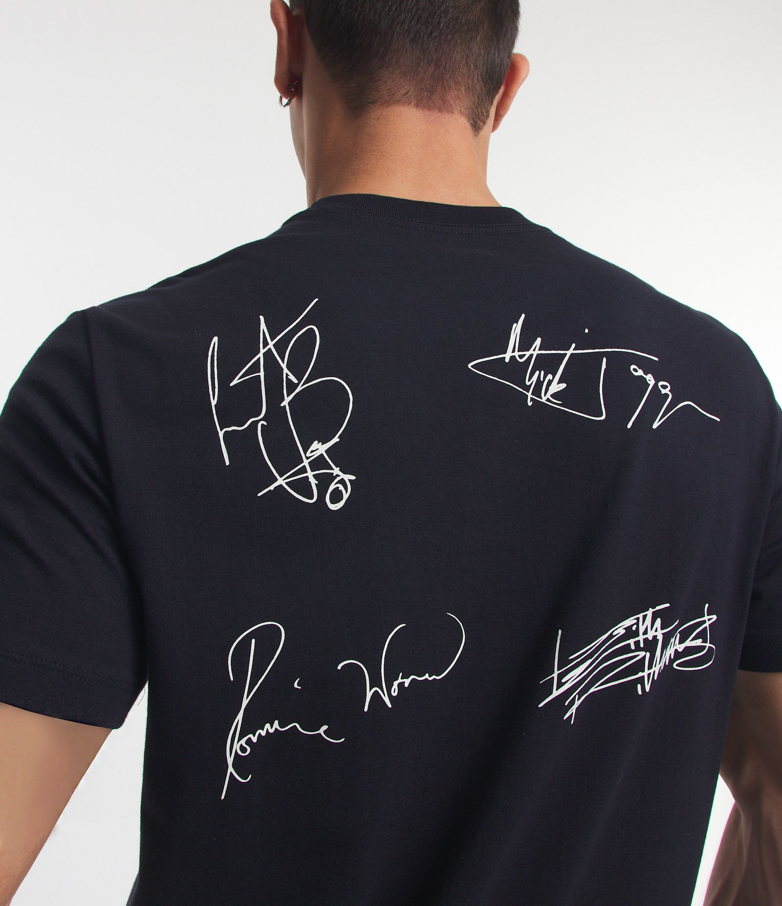 Camiseta em Meia Malha com Estampa Rolling Stones Frente e Costas Preto 5