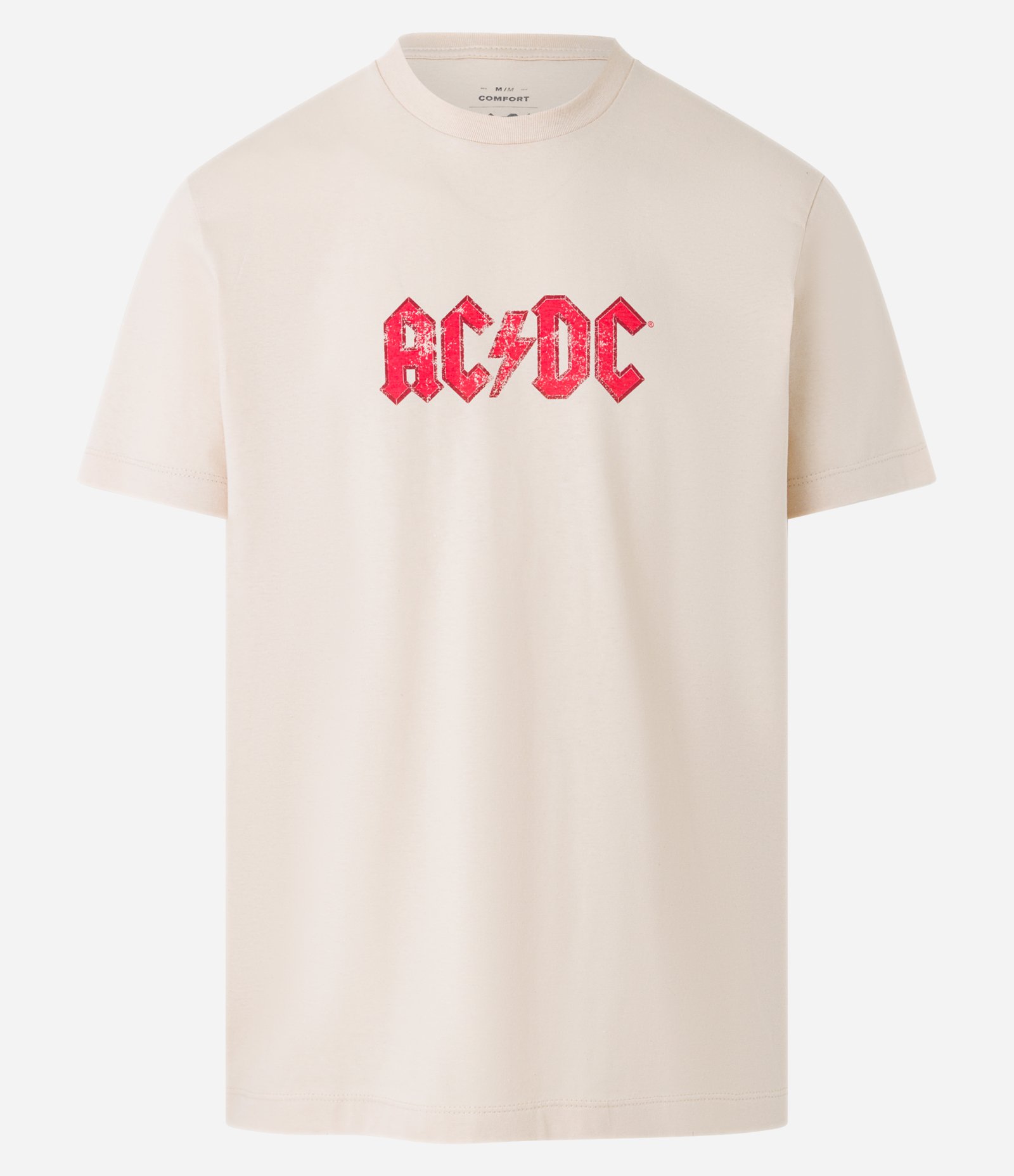 Camiseta Comfort em Meia Malha com Estampa ACDC Bege 5