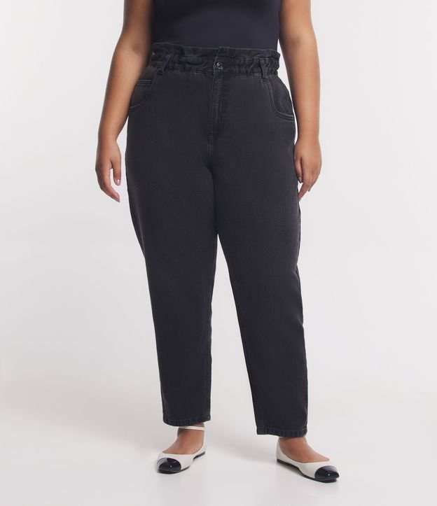 Calça Clochard Jeans com Cós Elástico Curve & Plus Size Preto 2