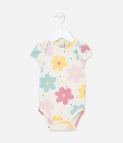 Body Curto Infantil com Estampa Floral - Tam RN a 18 meses