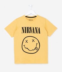 Camiseta Infantil com Estampa do Nirvana - Tam 7 a 14 anos