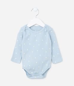 Body Longo Infantil com Estampa de Corações - Tam 0 a 18 meses