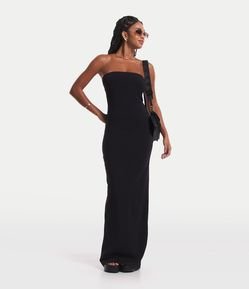 Vestido New Midi em Ponto Roma Tomara que Caia com Fenda nas Costas