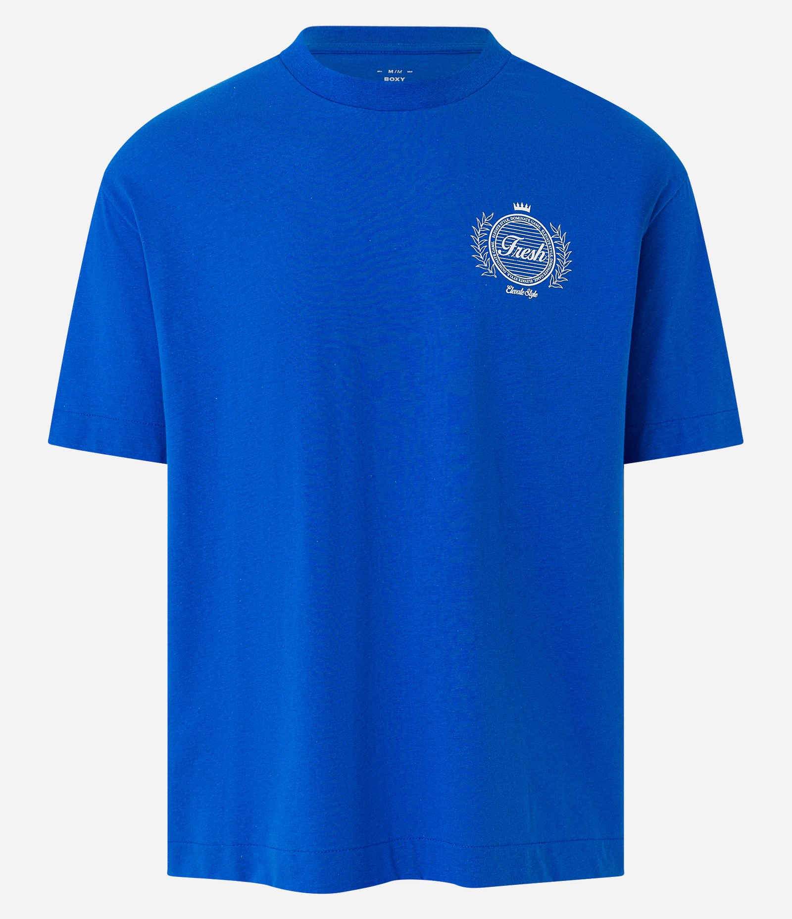 Camiseta em Meia Malha Malhão com Estampa Brasão no Peito Azul 5