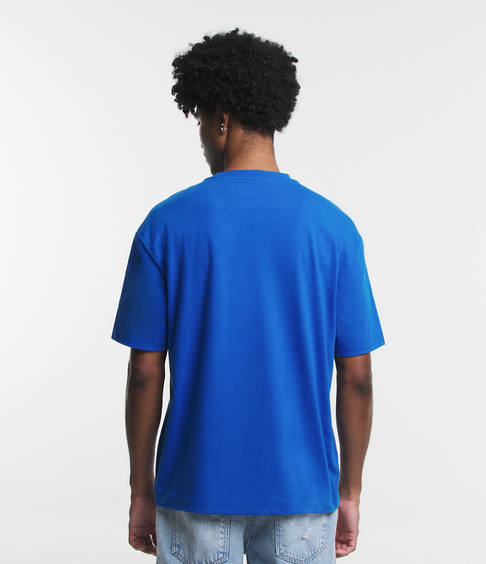 Camiseta em Meia Malha Malhão com Estampa Brasão no Peito Azul 3