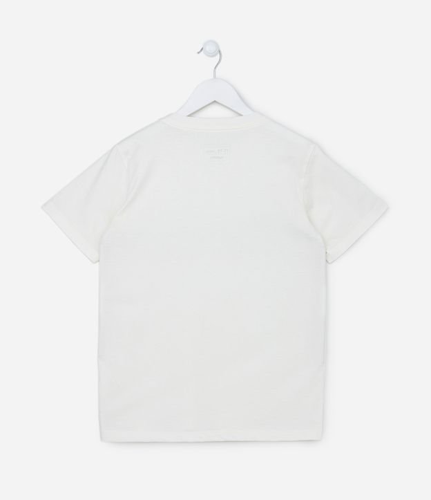 Camiseta Manga Curta Infantil com Estampa Listrada - Tam 5 a 14 anos Branco 2