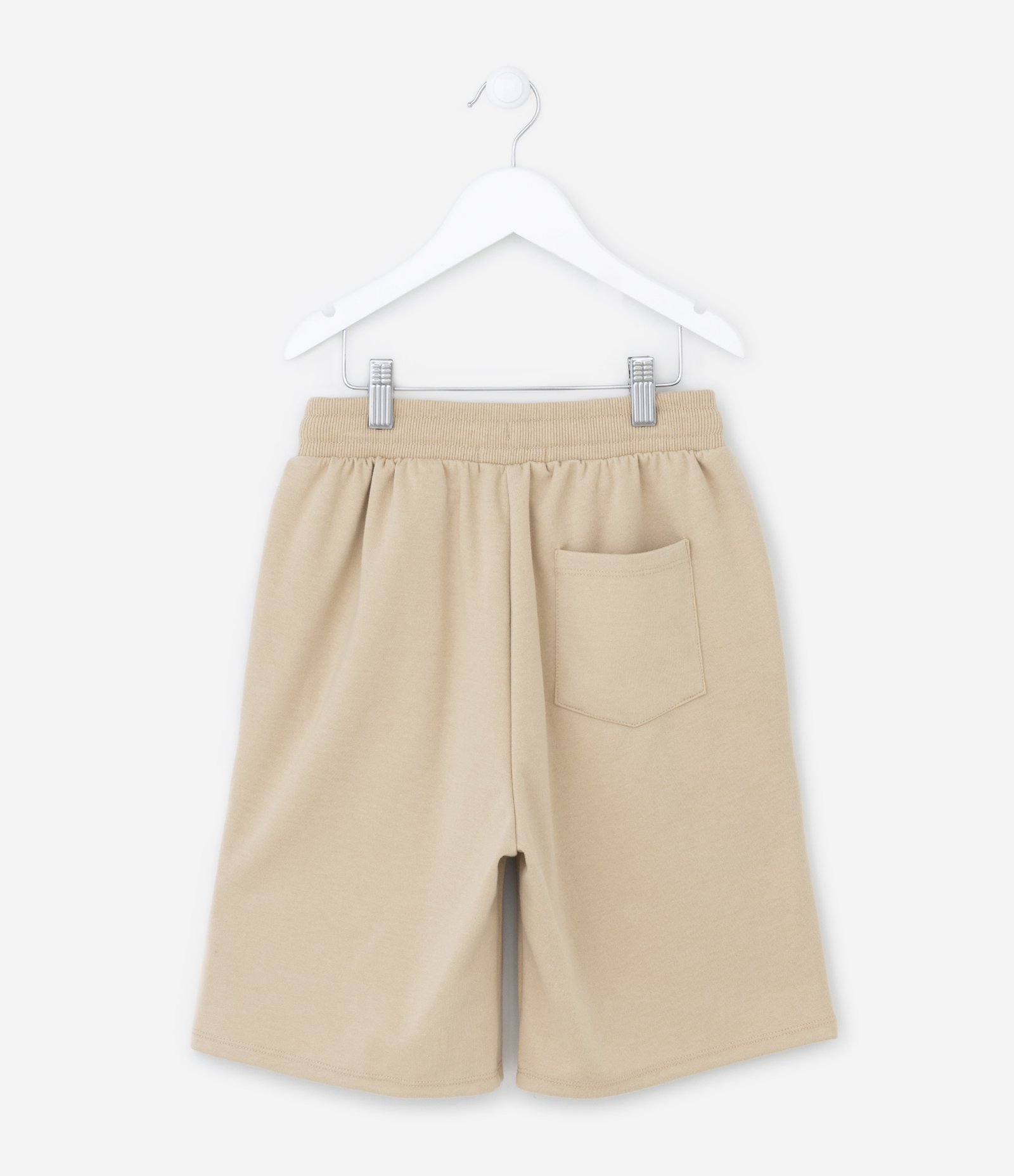 Bermuda Infantil com Cós Elástico e Etiqueta na Barra - Tam 5 a 14 Anos Bege 2