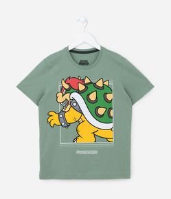 Camiseta Manga Curta Infantil com Estampa do Bowser - Tam 4 a 12 anos