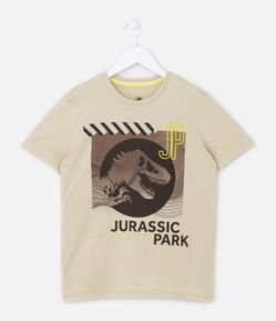 Camiseta Infantil com Estampa do Jurassic Park - Tam 5 a 14 anos