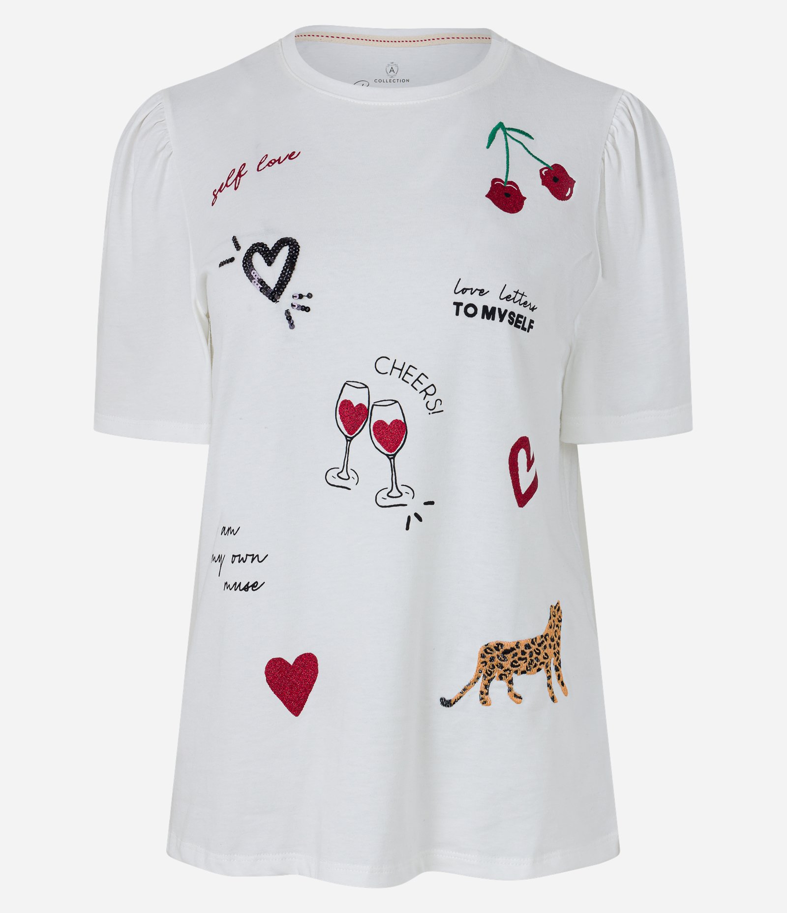 Blusa em Algodão com Manga Bufante e Estampas Cool Branco Neve 5