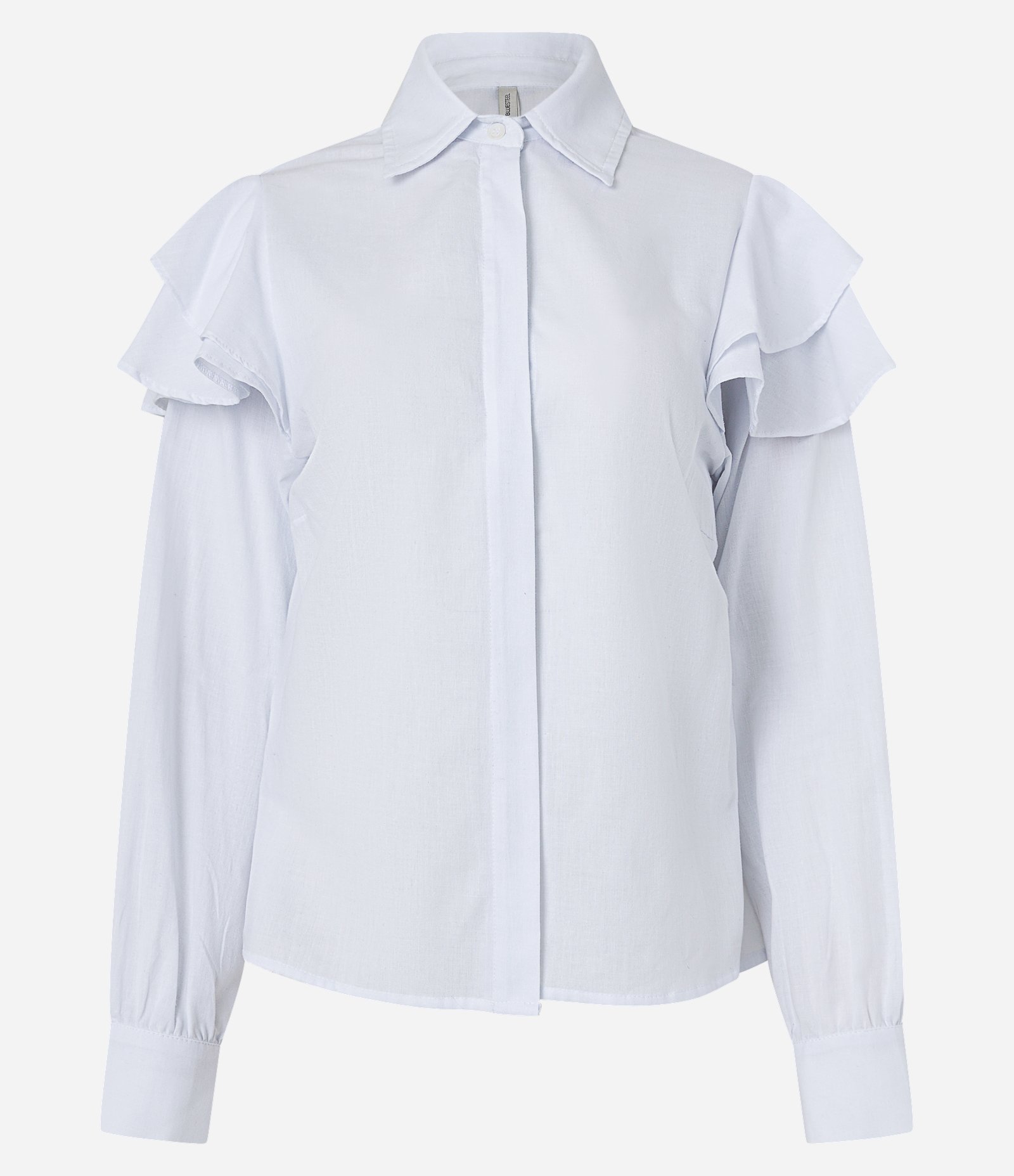 Camisa em Linho com Babados na Manga Branco 5