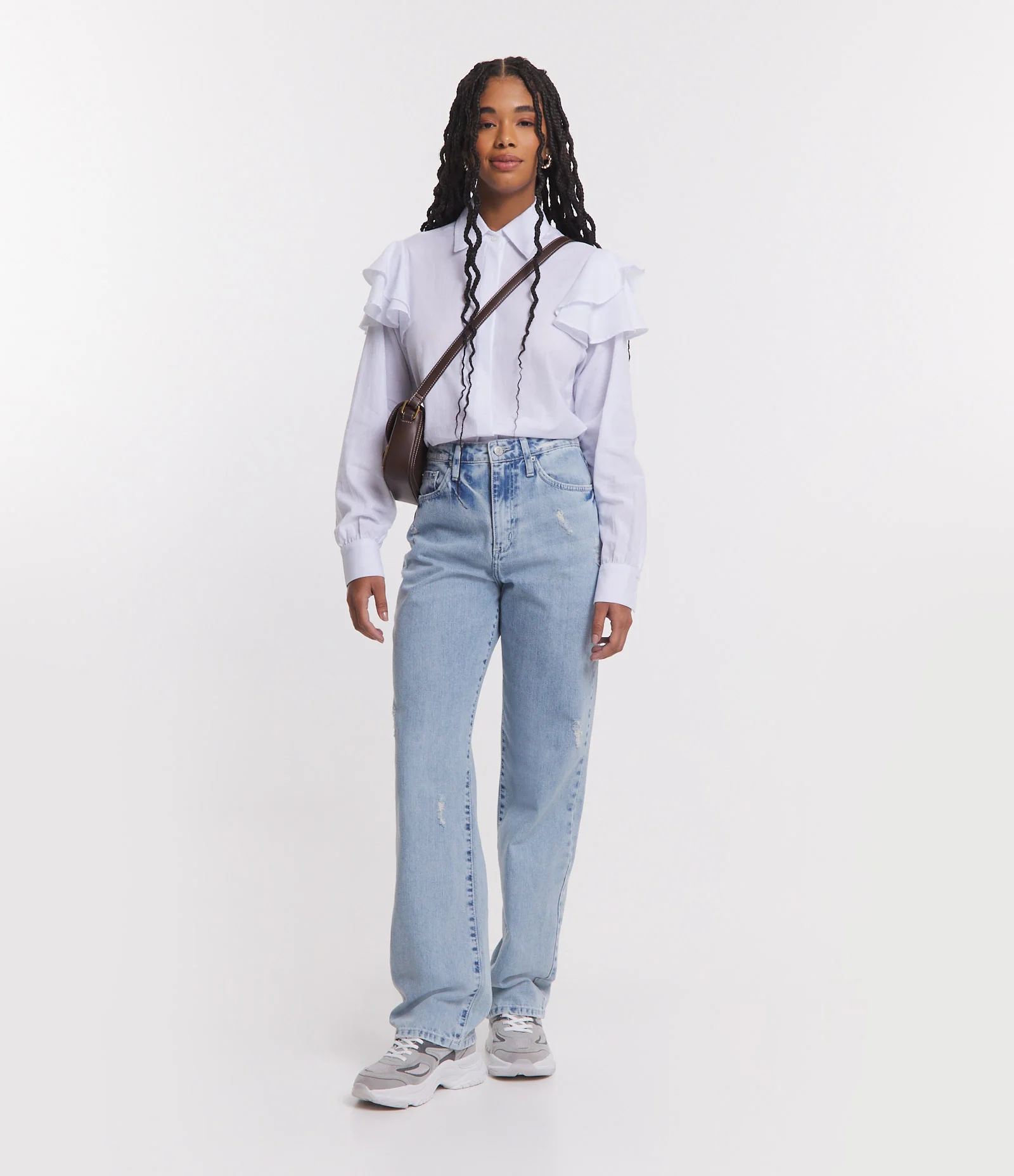 Camisa em Linho com Babados na Manga Branco 2