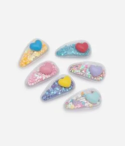 Kit 06 Presilhas de Cabelo Infantis com Estampa