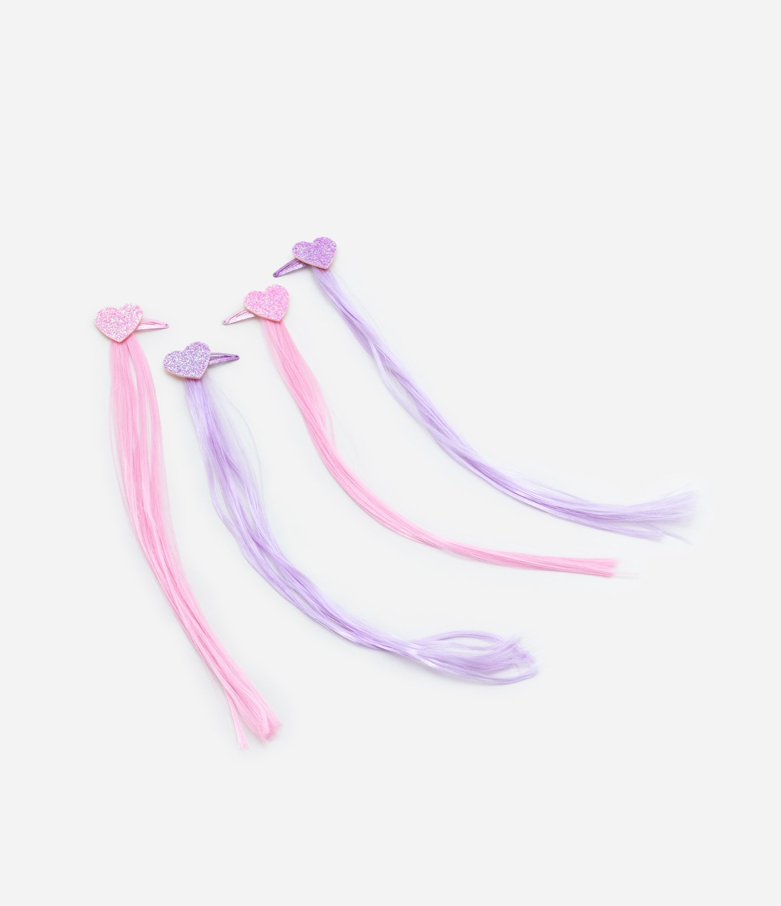 Kit 04 Presilhas de Cabelo com Fios Coloridos Rosa 1