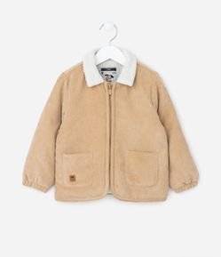 Jaqueta Infantil Canelada com Forro em Sherpa - Tam 1 a 5 anos