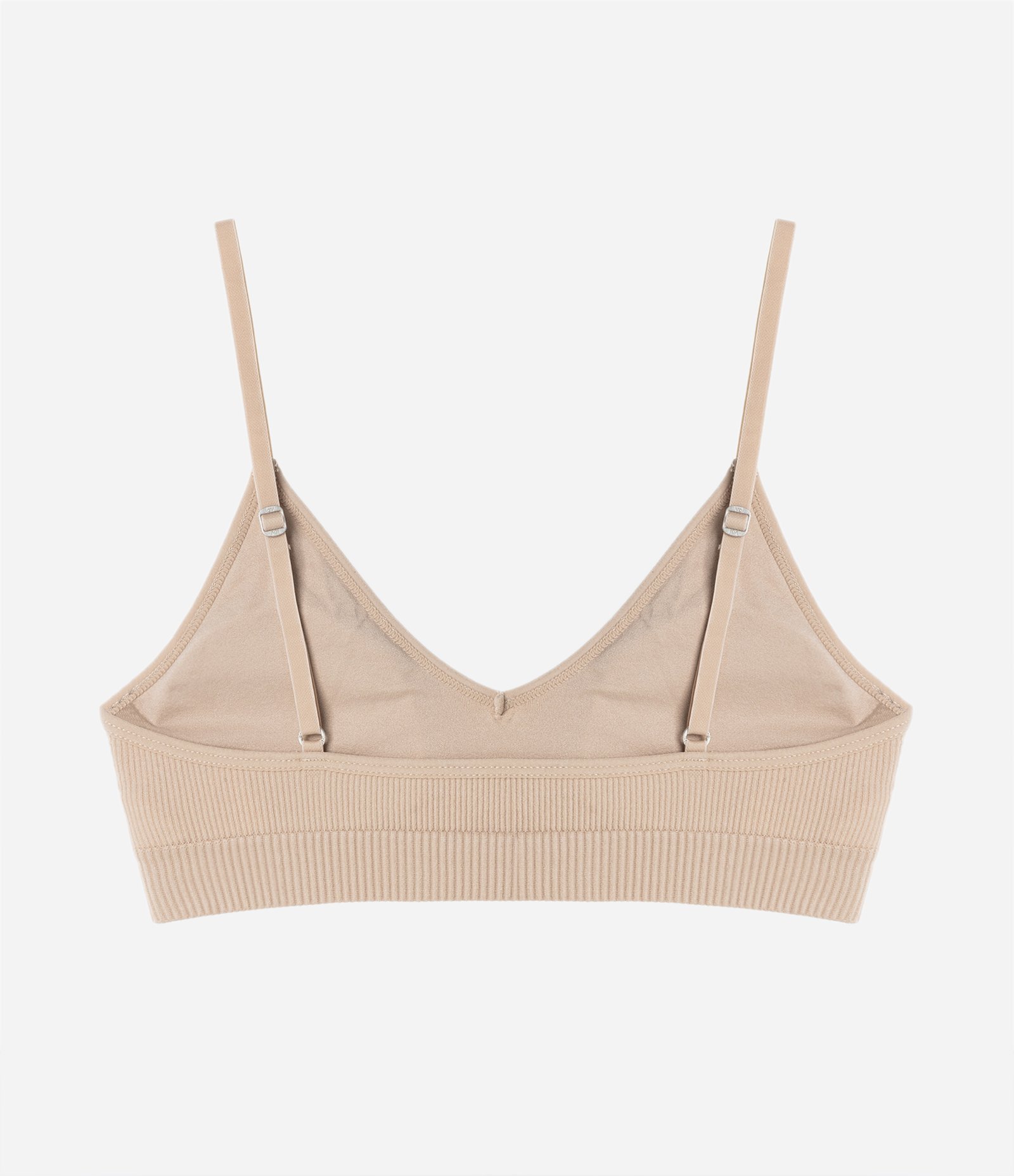 Sutiã Top sem Bojo em Microfibra com Textura Canelada Bege 6