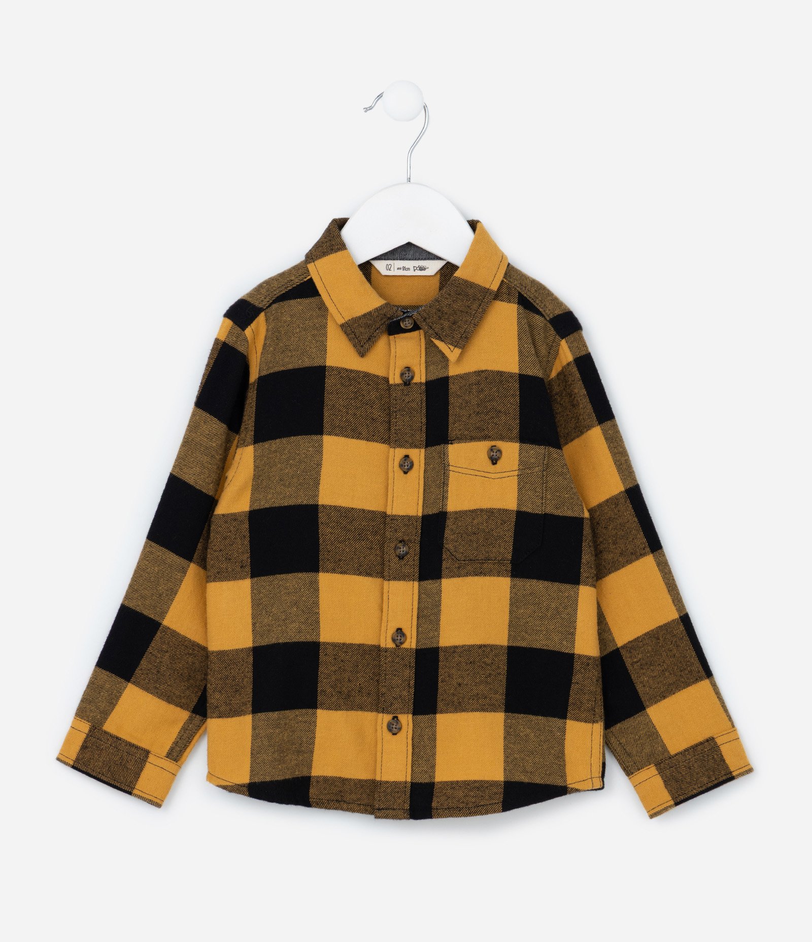 Camisa Infantil em Flanela Xadrez - Tam 1 a 5 anos Amarelo/Preto 1