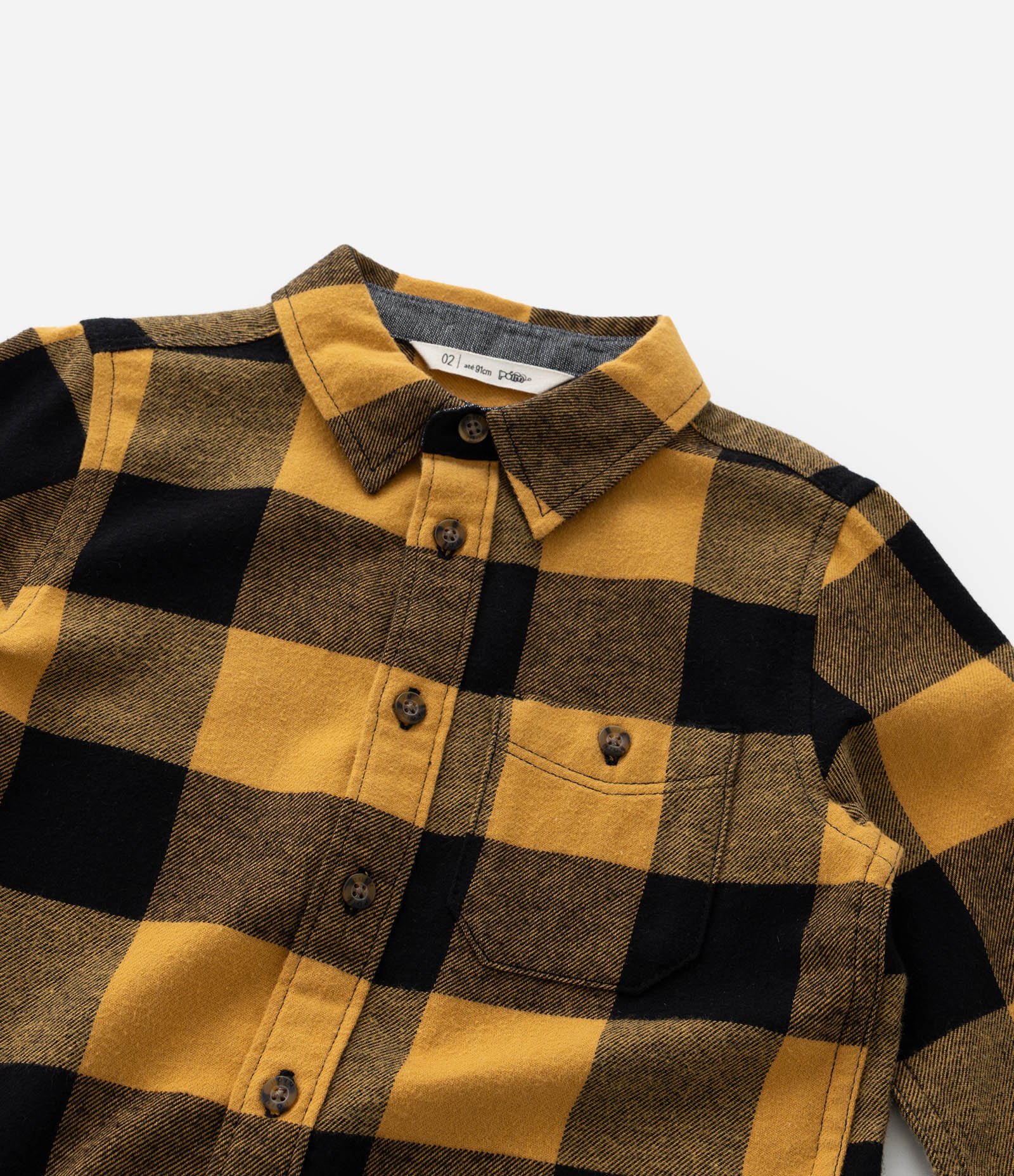 Camisa Infantil em Flanela Xadrez - Tam 1 a 5 anos Amarelo/Preto 6