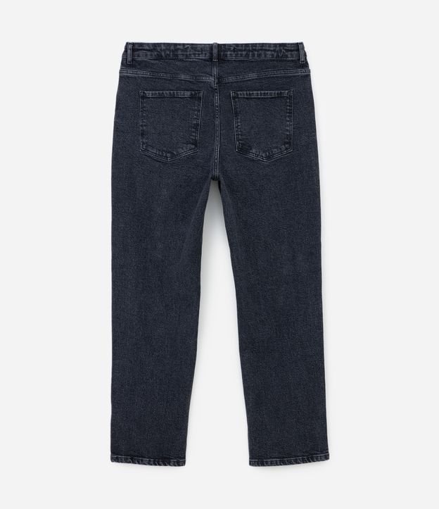 Calça Reta em Jeans com Elastano e Fenda na Lateral Interna Curve & Plus Size Preto 2