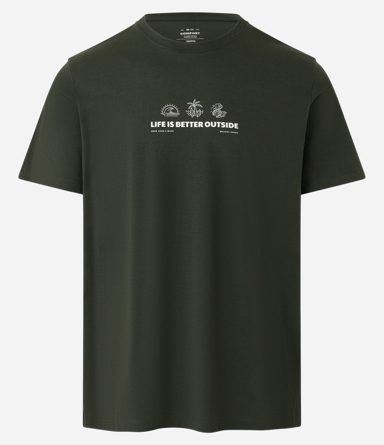 Camiseta Comfort em Meia Malha com Estampa e Lettering no Peito Verde 6