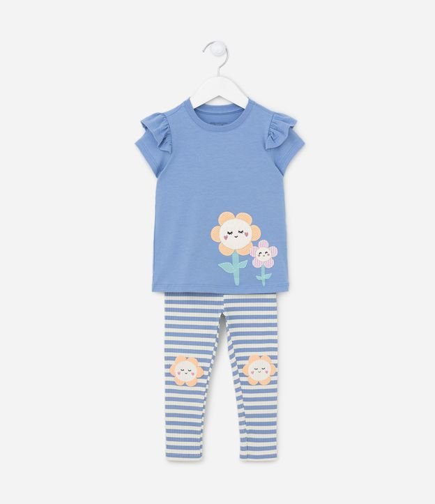 Conjunto Infantil com Estampa de Florzinhas - Tam 1 a 5 anos