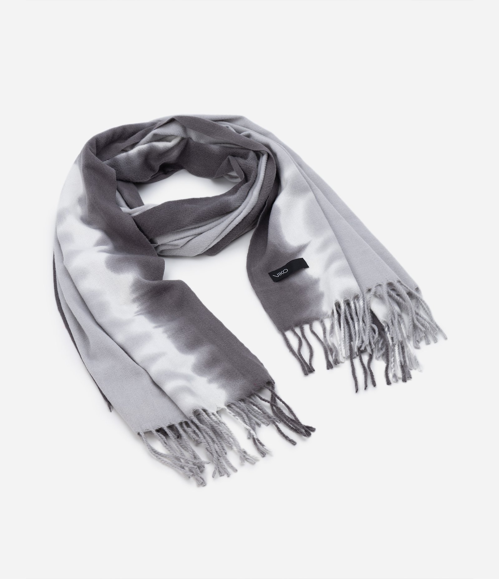 Cachecol em Tricô Estampa Dip Dye com Franjas Cinza 2