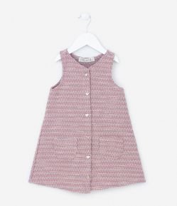 Vestido Infantil em Tweed com Bolsinhos - Tam 1 a 5 Anos