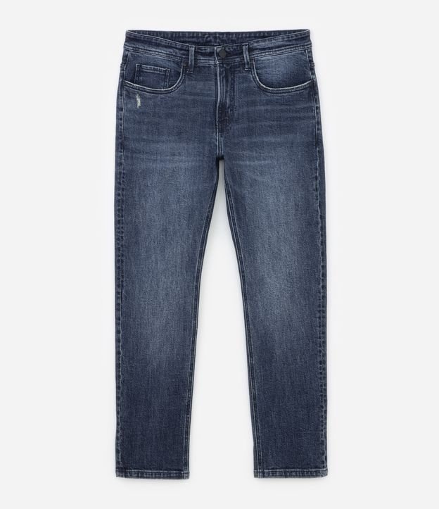 Calça Slim em Jeans com Bolsos Azul 7