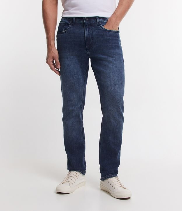 Calça Slim em Jeans com Bolsos Azul 3