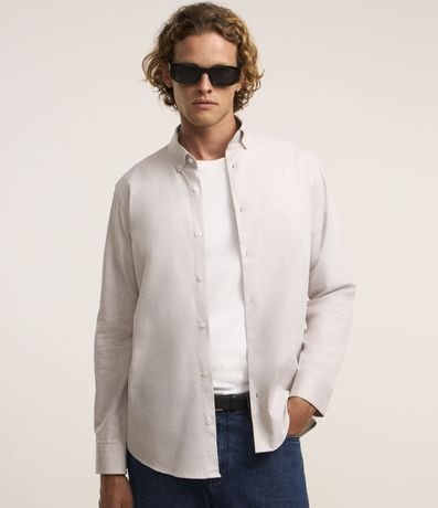 Camisa Regular Básica em Oxford Menor preço em Camisa Regular Básica em Oxford