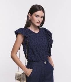 Blusa sem Manga em Meia Malha com Corações Vazados