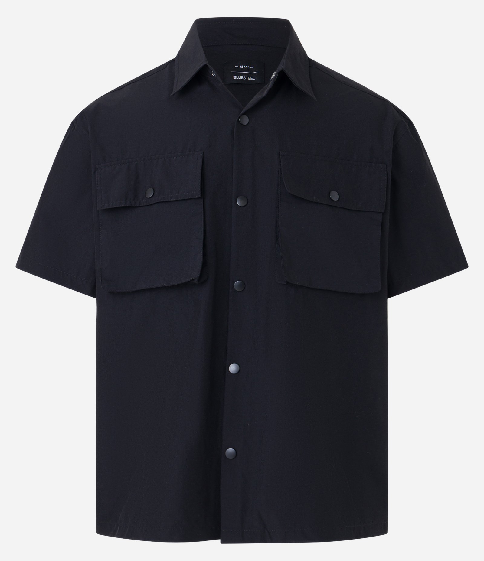 Camisa em Poliamida com Bolsos Frontais Preto 6